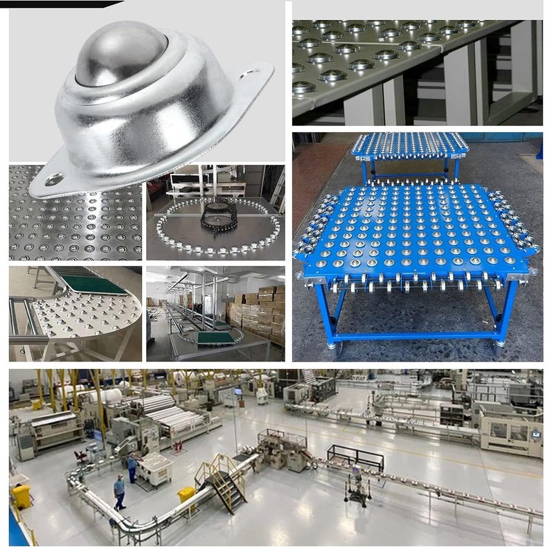 HNBun 16Pcs 1” Roller Ball Transfer Bearings, 360º Rotation Universal Ball Casters, 400Lbs Carbon Steel Round Ball Transfer Unit for Conveyor, Roller Stand, Transmission, Furniture - Image 5